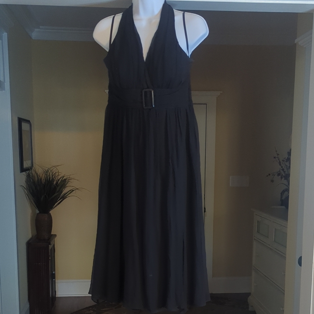 Jonathan Martin Black Sleeveless Sundress with Halter Neckline for Cocktail